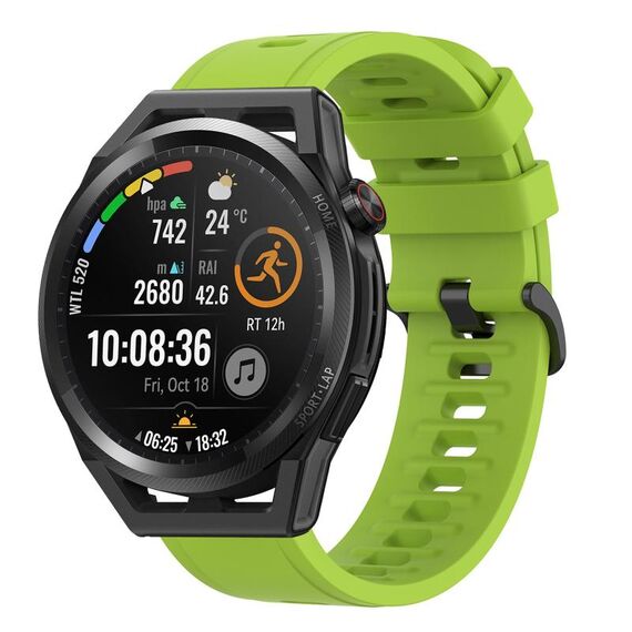 Per Huawei Watch GT Runner 22MM Cinturino in silicone morbido a tinta unita (verde lime)