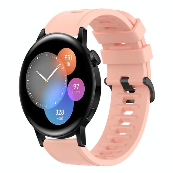 Per Huawei Watch 3 22MM Cinturino in silicone morbido a tinta unita (rosa)