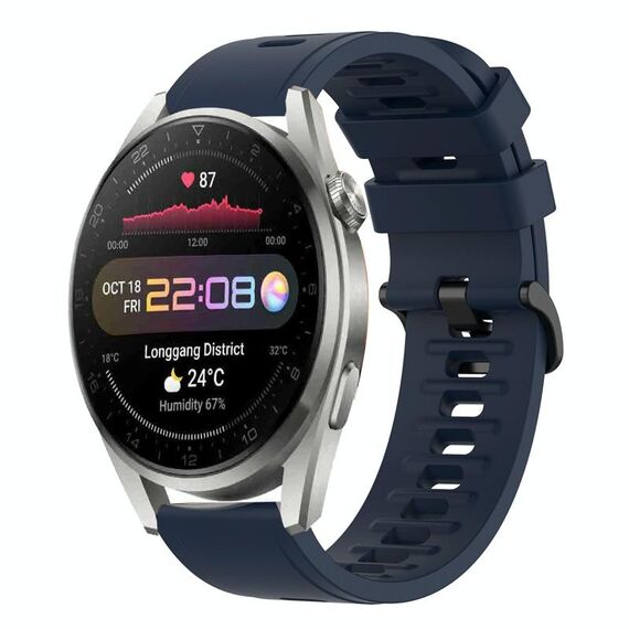 Per Huawei Watch 3 Pro 22MM Cinturino in silicone morbido a tinta unita (blu notte)