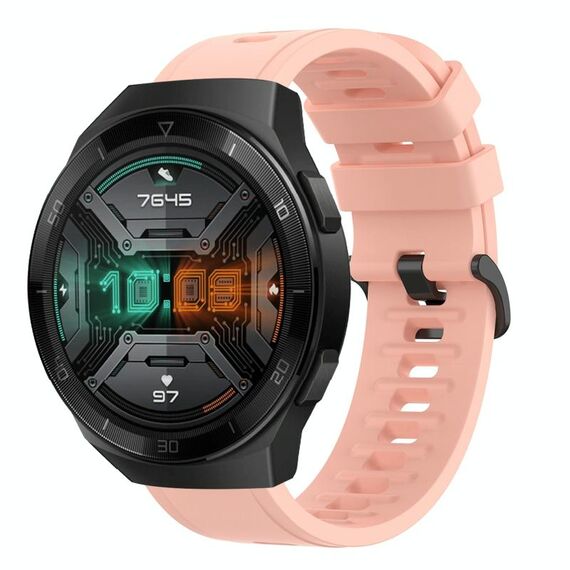 Per Huawei Watch GT 2E 22MM Cinturino in silicone morbido a tinta unita (rosa)
