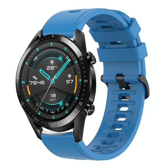 Per Huawei GT2 46mm 22MM Cinturino in silicone morbido a tinta unita (blu)