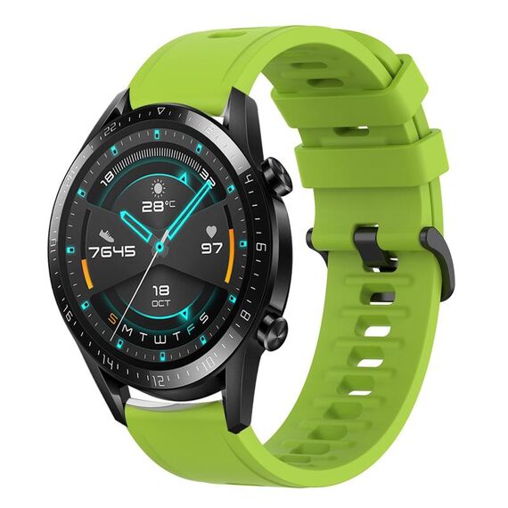 Per Huawei GT2 46mm 22MM Cinturino in silicone morbido a tinta unita (verde lime)