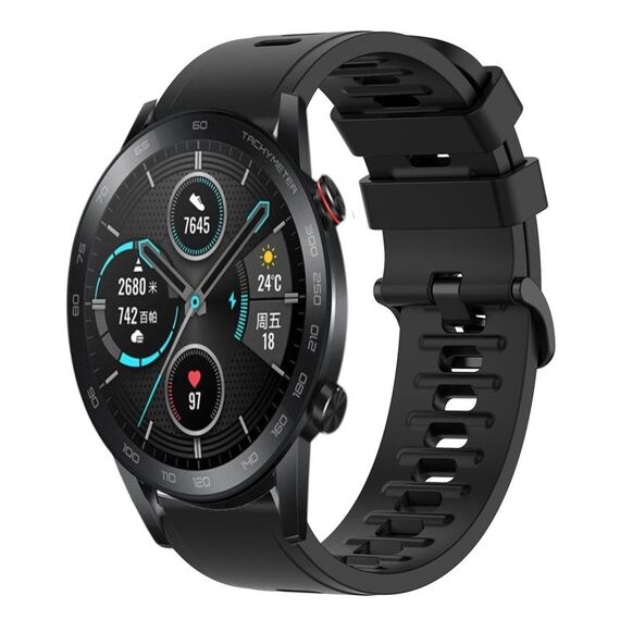 Per Honor Magic Watch 2 46mm 22MM Cinturino in silicone morbido a tinta unita (nero)