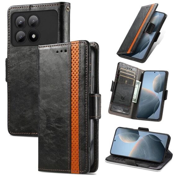 Per Xiaomi Redmi K70E CaseNeo Splicing Custodia in pelle con doppia fibbia magnetica (nera)