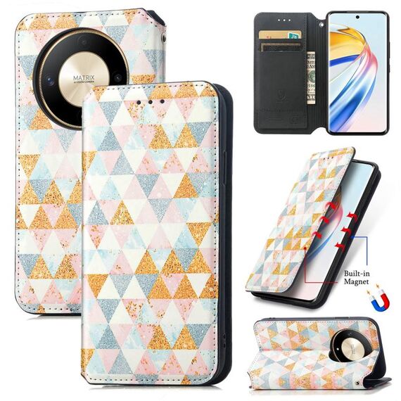 Per Honor X9b CaseNeo Custodia per telefono in pelle magnetica colorata (rombo)