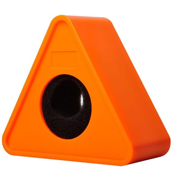 Logo del microfono per intervista Flag Station, specifiche: triangolare arancione