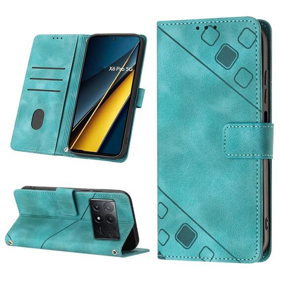 Custodia per telefono in pelle goffrata per Xiaomi Redmi K70E (verde)