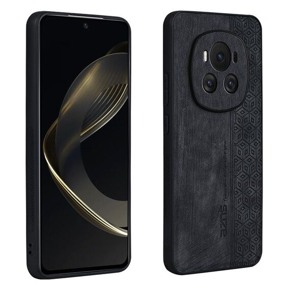 Custodia per telefono con sensazione di pelle in rilievo 3D per Honor Magic6 AZNS (nera)