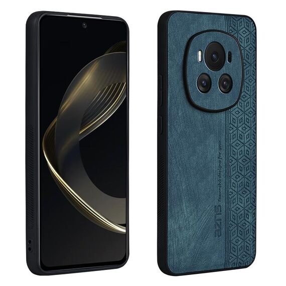 Custodia per telefono con sensazione di pelle in rilievo 3D per Honor Magic6 AZNS (verde scuro)