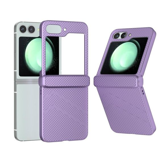 Per Samsung Galaxy Z Flip6 5G 3 in 1 Custodia opaca per PC con motivo a onde e cerniera (viola)