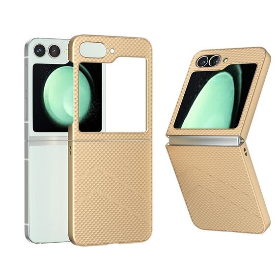 Per Samsung Galaxy Z Flip6 5G Custodia opaca per PC con motivo a onde (Oro)