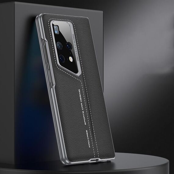 Custodia per telefono a copertura totale in pelle ultrasottile con lama integrata GKK per Huawei MateX2 (grigio)