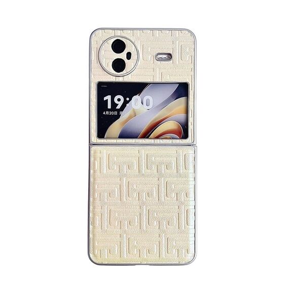 Custodia per cellulare in pelle geometrica con sfumatura di vernice perlescente per vivo X Flip (oro)