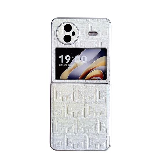 Custodia per cellulare in pelle geometrica con sfumatura di vernice perlescente per vivo X Flip (argento)