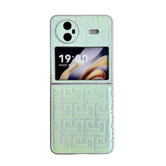 Custodia per telefono in pelle geometrica sfumata con vernice perlescente per vivo X Flip (verde)