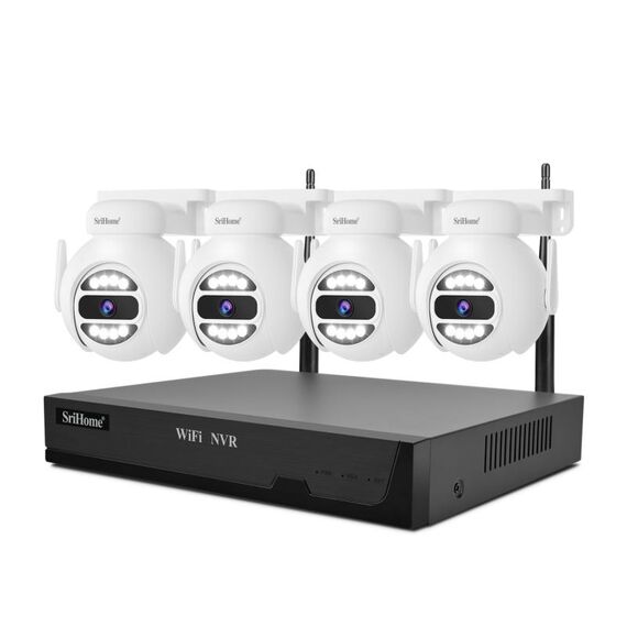 SriHome NVS001E-IPC047 Set videoregistratore di rete WiFi Ultra HD a 4 canali (spina americana)