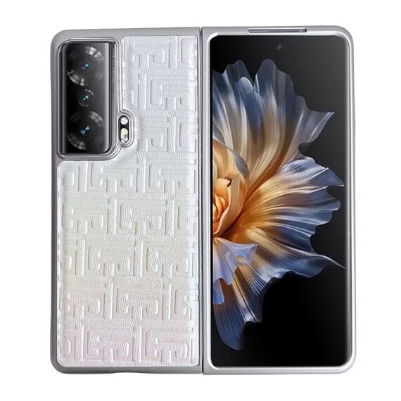 Custodia per telefono in pelle geometrica sfumata con vernice perlescente per Honor Magic Vs (argento)