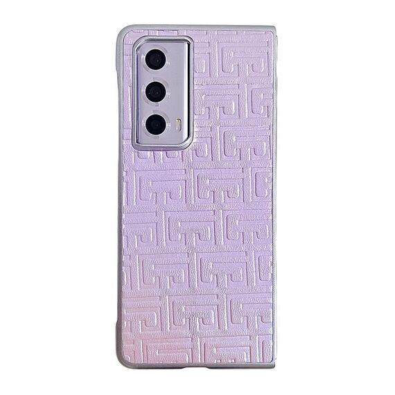 Custodia per telefono in pelle geometrica sfumata con vernice perlescente per Honor Magic Vs2 (viola)