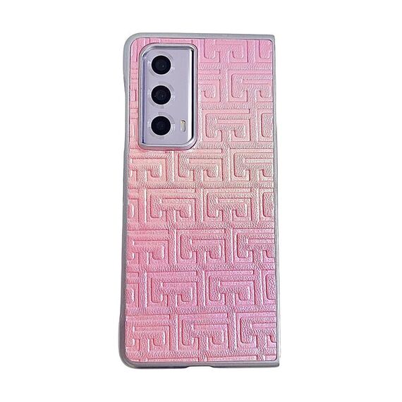 Custodia per telefono in pelle geometrica sfumata con vernice perlescente per Honor Magic Vs2 (rosa)