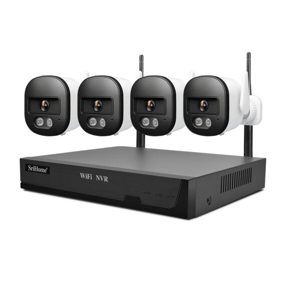 SriHome NVS001E-IPC056 Set videoregistratore di rete WiFi Ultra HD a 4 canali (spina UK)