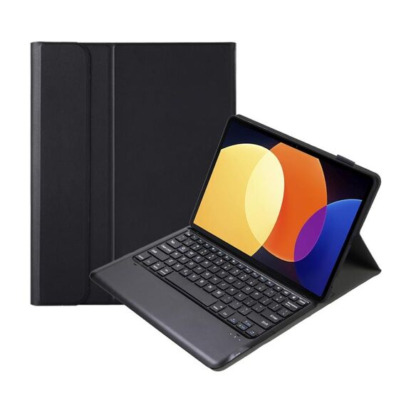 Per Xiaomi Pad 6S Pro 12.4 Custodia in pelle con tastiera Bluetooth staccabile con texture in pelle di agnello (nera)