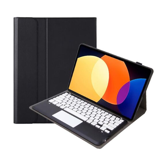 Per Xiaomi Pad 6S Pro 12.4 Custodia in pelle con tastiera Bluetooth staccabile con texture in pelle di agnello con touchpad (nero bianco)
