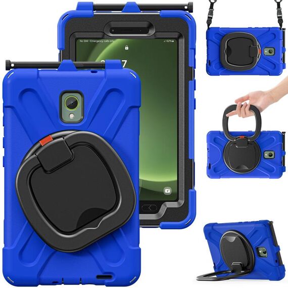 Per Samsung Galaxy Tab Active5 X300 Custodia tablet PC ibrida in silicone con supporto e tracolla (blu)