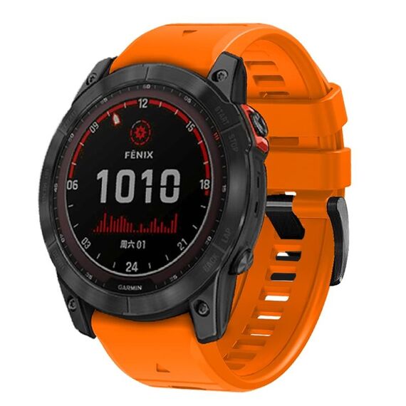 Per Garmin Fenix 7 Pro 22mm cinturino in silicone con fibbia in acciaio tinta unita a sgancio rapido (arancione)