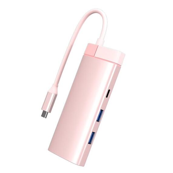 Convertitore docking station hub USB multifunzione BS7A 7 in 1 Type-C Docking Station (rosa)