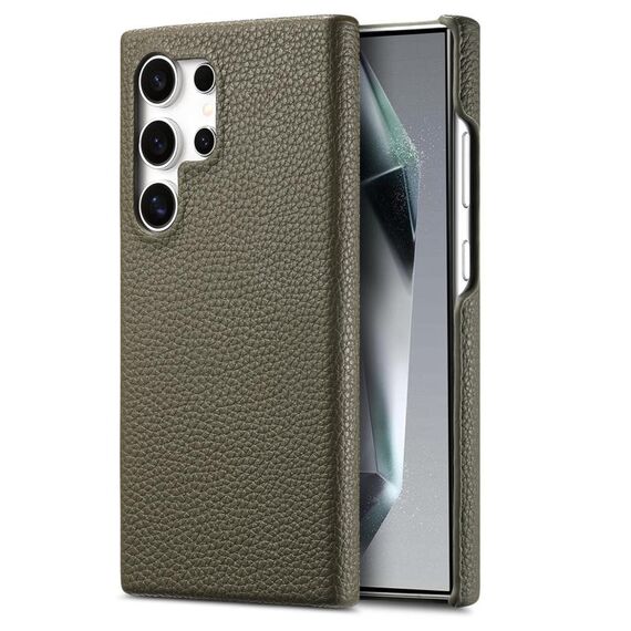 Custodia posteriore in pelle per Samsung Galaxy S24 Ultra 5G Litchi Oil Edge (verde)