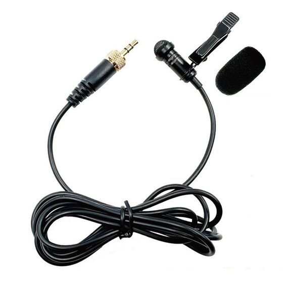 Microfono lavalier a trasmissione wireless con spina filettata interna diritta da 3,5 mm, lunghezza: 1,5 m (copertura in spugna)