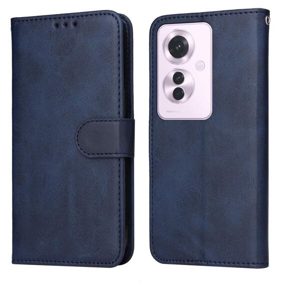 Per OPPO Reno11 F Global / F25 Pro Global Custodia per cellulare in pelle con texture classica in vitello (blu)