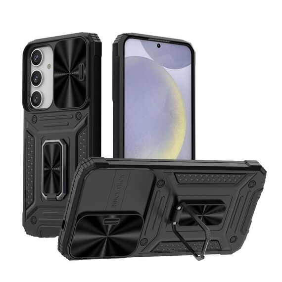 Custodia per telefono PC ibrida TPU Camshield Robot per Samsung Galaxy S24+ 5G (nera)