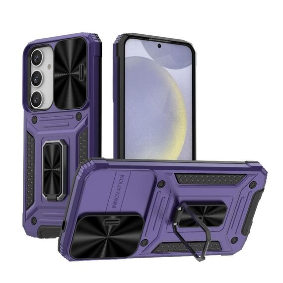 Per Samsung Galaxy S24+ 5G Camshield Robot Custodia per PC ibrida in TPU (viola)