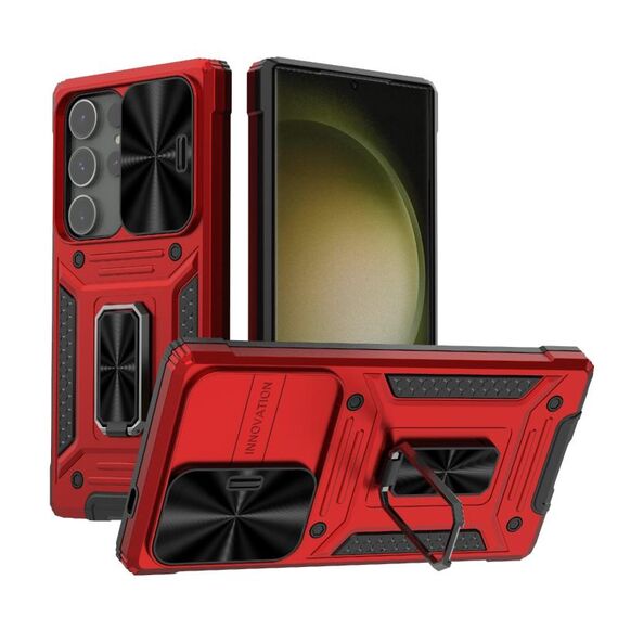 Custodia per telefono PC ibrida TPU Camshield Robot per Samsung Galaxy S24 Ultra 5G (rossa)