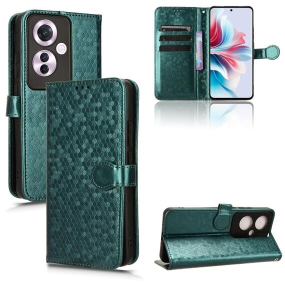 Per OPPO Reno 11 F 5G / F25 Pro Custodia per telefono in pelle con texture a nido d'ape (verde)