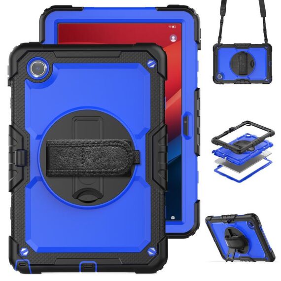 Per Lenovo Tab M11 /Xiaoxin Pad 2024 Custodia tablet PC ibrida in silicone con tracolla (nero blu scuro PC)