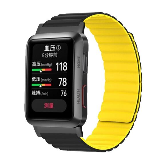 Per Huawei Watch D cinturino magnetico in silicone (nero giallo)