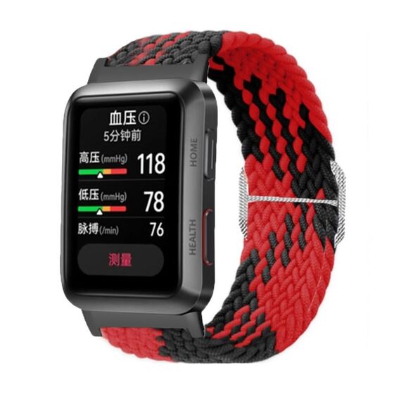 Per Huawei Watch D cinturino regolabile in nylon intrecciato (rosso nero)