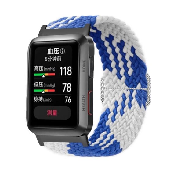 Per Huawei Watch D cinturino regolabile in nylon intrecciato (blu bianco)