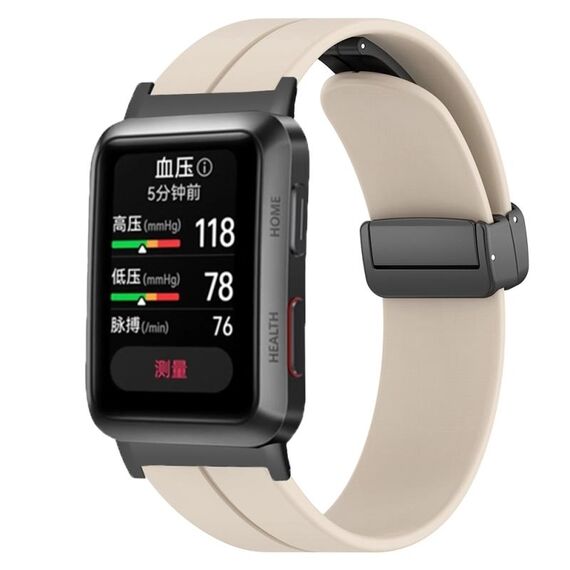 Per Huawei Watch D cinturino in silicone con fibbia magnetica pieghevole in tinta unita (bianco crema)