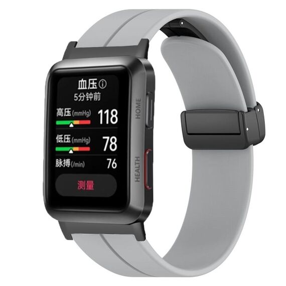Per Huawei Watch D cinturino in silicone con fibbia magnetica pieghevole in tinta unita (grigio chiaro)