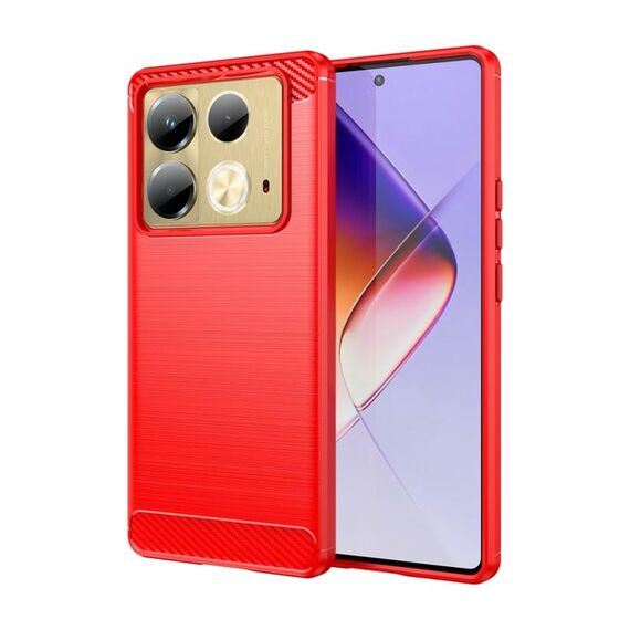 Custodia per telefono TPU in fibra di carbonio con texture spazzolata per Infinix Note 40 (rossa)