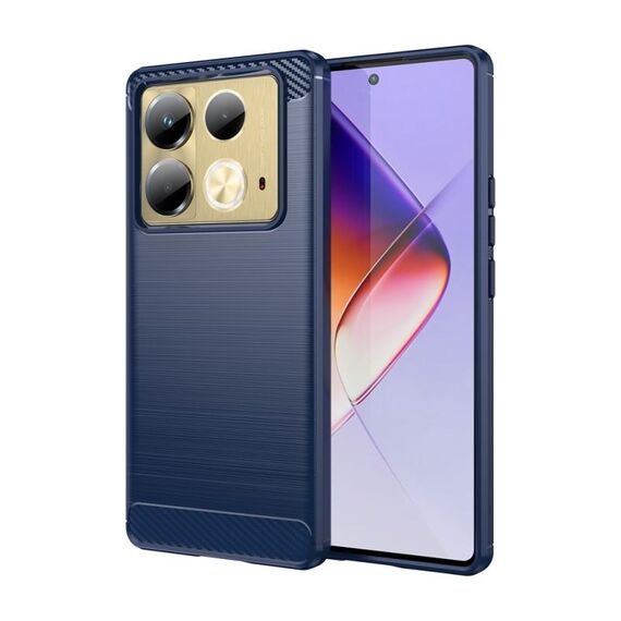 Per Infinix Note 40 Custodia per telefono TPU in fibra di carbonio con texture spazzolata (blu)