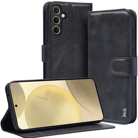 Custodia per cellulare in pelle Flip serie IMAK Count per Samsung Galaxy A55 5G (nera)