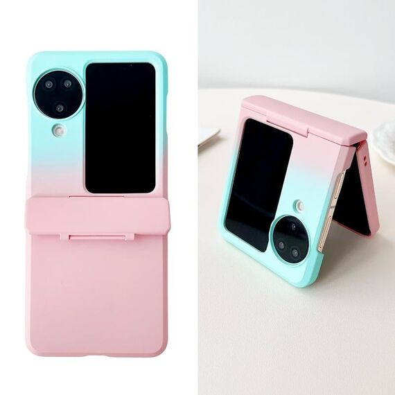 Per OPPO Find N3 Flip Skin Feel PC Custodia antiurto a copertura totale (rosa + azzurro)