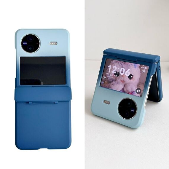 Per vivo X Flip Skin Feel PC Custodia antiurto a copertura totale (blu scuro + azzurro)