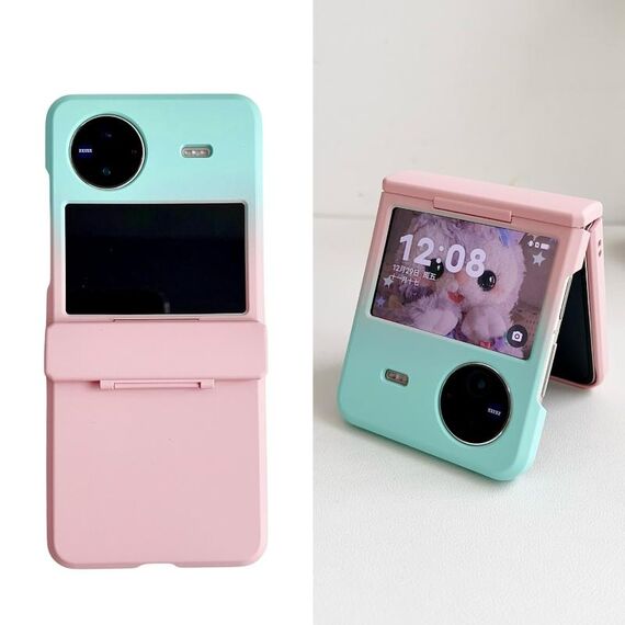 Per vivo X Flip Skin Feel PC Custodia antiurto a copertura totale (rosa + azzurro)