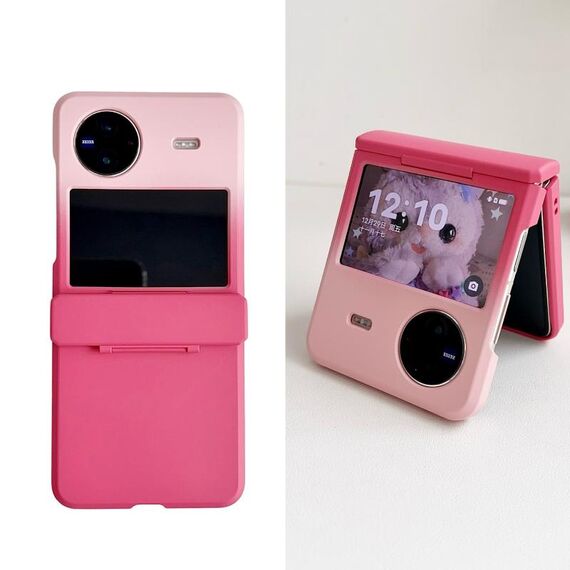 Per vivo X Flip Skin Feel PC Custodia antiurto a copertura totale (rosa + rosso)