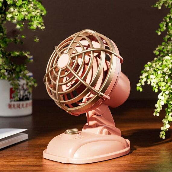 Mini ventilatore elettrico silenzioso da tavolo per ufficio Ventilatore retrò USB da esterno per desktop (rosa)